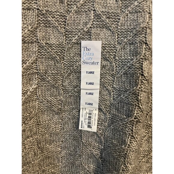 Croft & Barrow Gray Cozy-Leafy Crew Knitted Pullover Sweater Size X-Large - Picture 2 of 4